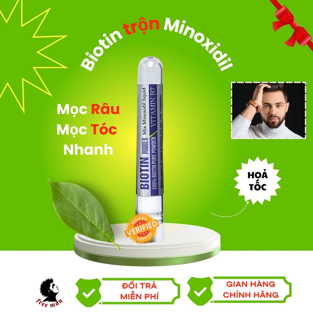 Bột Biotin pha Minoxidil 5% xịt mọc tóc nhanh dài Bột Biotin mix minoxidil tăng hiệu quả mọc Râu Tóc