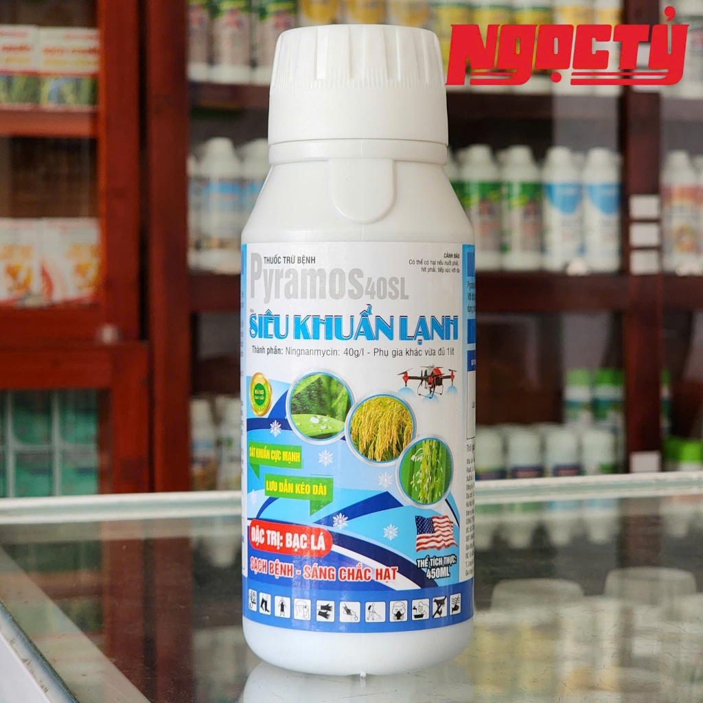 Pyramos 40SL Siêu Khuẩn Lạnh với hoạt chất Ningnanmycin chuyên vi khuẩn cháy bìa lá, lép vàng