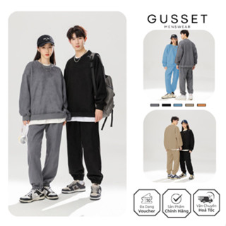 Set Bộ Nỉ Thu Đông Nam Nữ GUSSET NI04 Oversize Basic Form Rộng Trẻ Trung Vải Nỉ Da Lộn Mềm Mịn Dày Dặn Ấm Áp