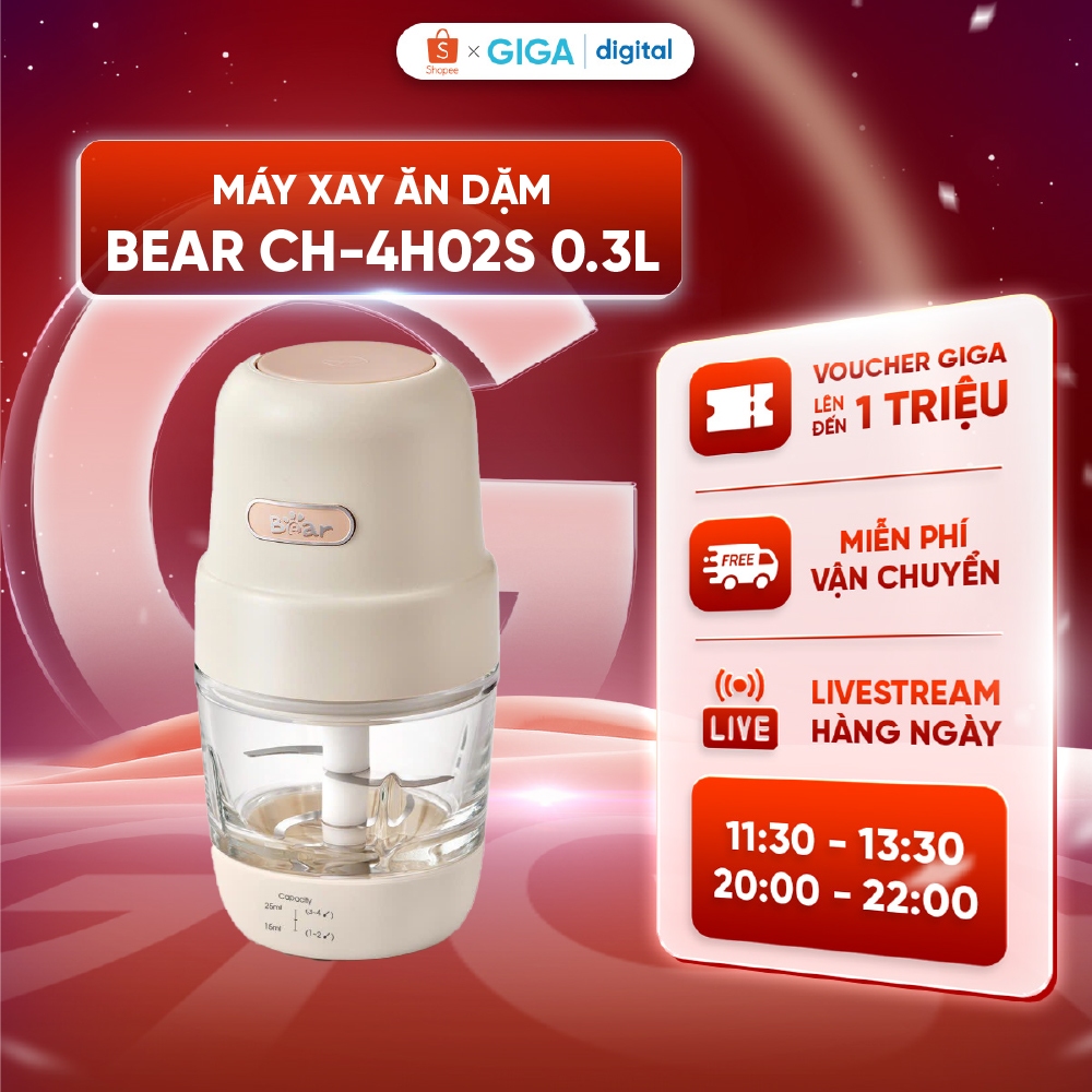 Máy xay ăn dặm Bear 0.3L CH-4H02S (Bản Quốc Tế) - Công suất 200W - Xay được cháo, rau củ, thịt, trái
