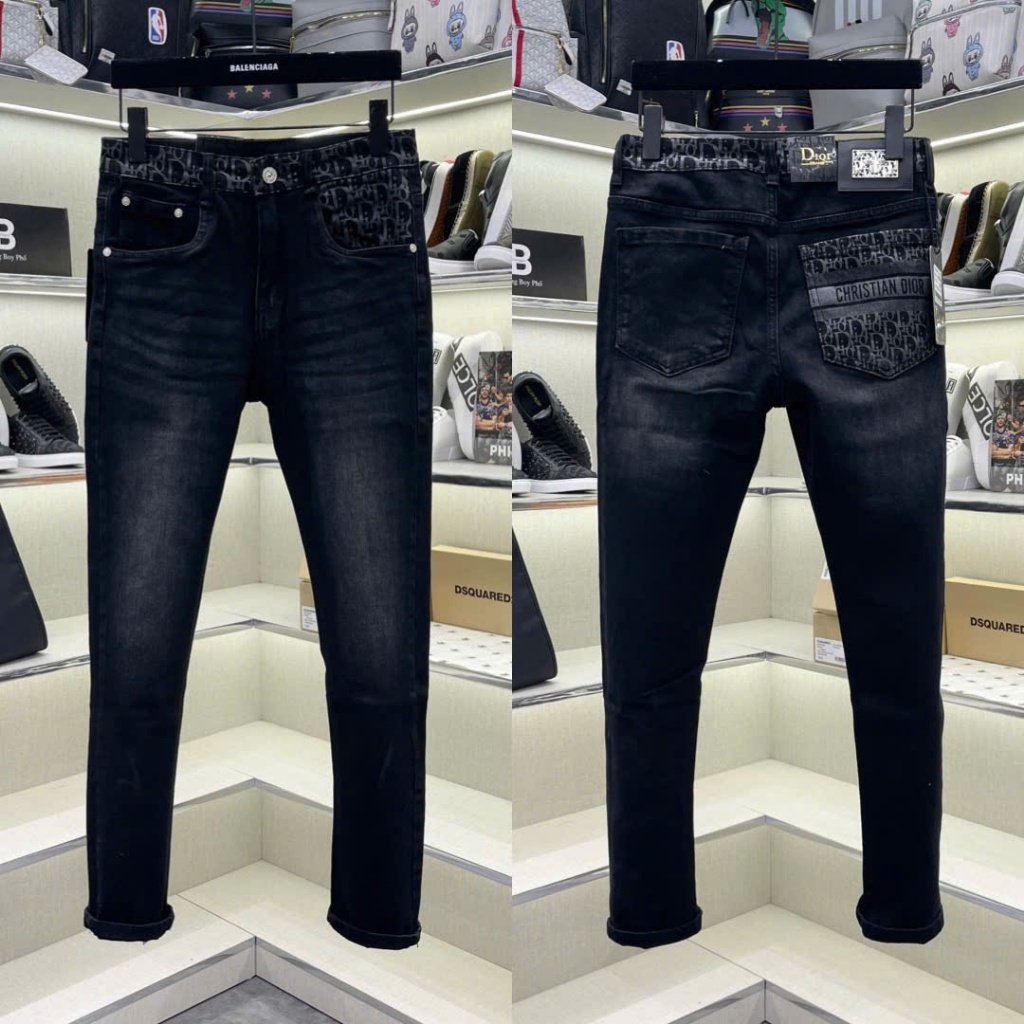 Quần Bò Jean Nam Đen Đi Ơ Thêu Túi Sau Chấm Sơn Đi Học Quần bò nam Đen  chất jeans cao cấp boy phố