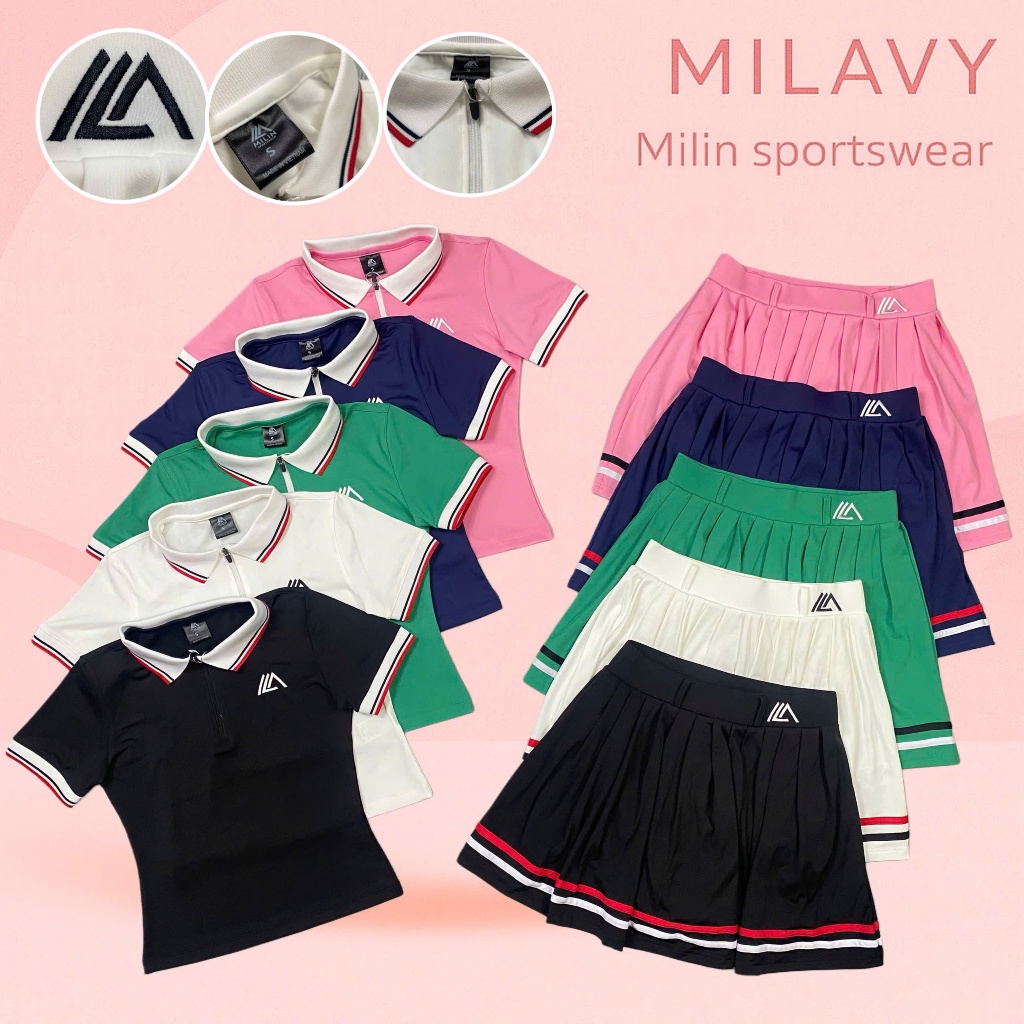 Set Váy Tennis Nữ MILAVY – Áo Polo Thun Mát, Váy Xếp Ly Trẻ Trung,Phong Cách Năng Động – Pickleball,