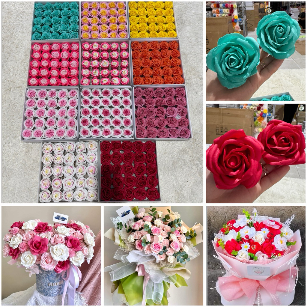 [ H305 ] ( Hộp 25 bông  ) Hộp Hoa sáp thơm 5 lớp, hoa 5 lớp cánh tròn