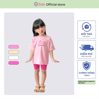 Set đồ bộ cho bé gái, áo thun phối quần biker cho bé co giãn, thoáng mát 1 - 10 tuổi BaaBaby SE08N