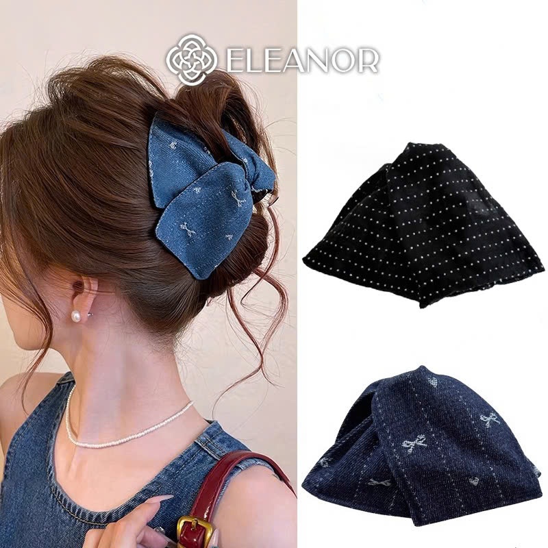 Kẹp tóc nữ Eleanor Accessories càng cua hình tam giác chấm bi phụ kiện tóc kẹp tóc nơ tiểu thư 10467