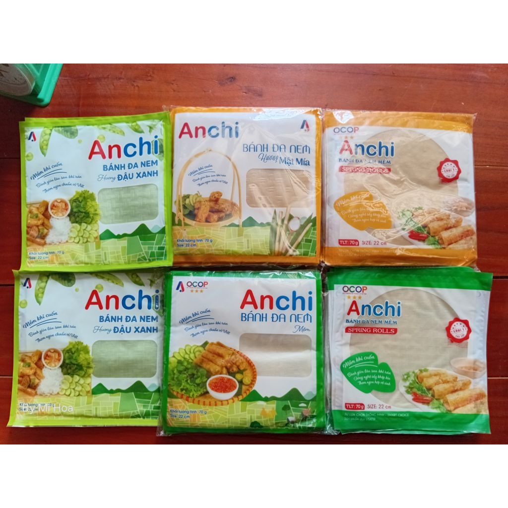 Bánh đa nem cuốn rán chả nem An Chi mềm dẻo tệp 70g 3 vị set 3 tệp, 5 tệp