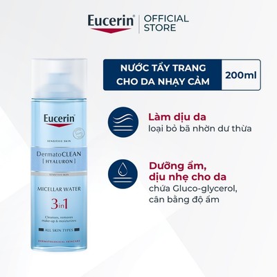 [KOL x Eucerin] Nước tẩy trang dịu nhẹ cho da nhạy cảm Eucerin DermatoCLEAN Micellar 200ml