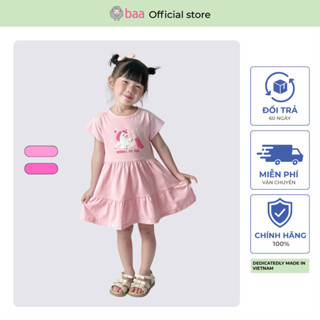 Đầm Thun Bé Gái Đi Học, Đi Chơi Hai Tầng Thun Cotton In Họa Tiết ( 1-10 Tuổi) Baababy AD73N