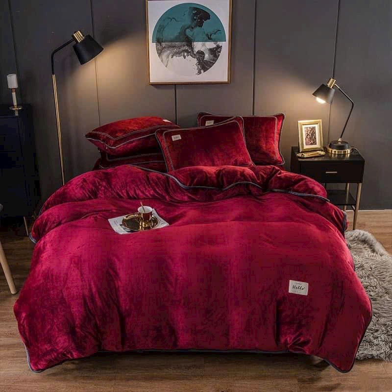 Bộ chăn ga gối Nỉ trơn cao cấp, bộ ga giường nỉ 4 món phủ / chun,  1m6 1m8 2mx2m 2m2