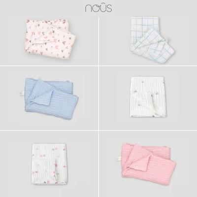 Khăn muslin 6 lớp đa năng Nous nhiều màu sắc chất liệu mềm mại cho bé