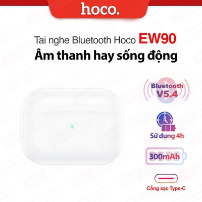 Tai nghe Bluetooth V5.4 Hoco EW90- Thiết kế nhỏ gọn, Âm thanh âm trầm mạnh mẽ, Pin 300mAh sử dụng đến 4h