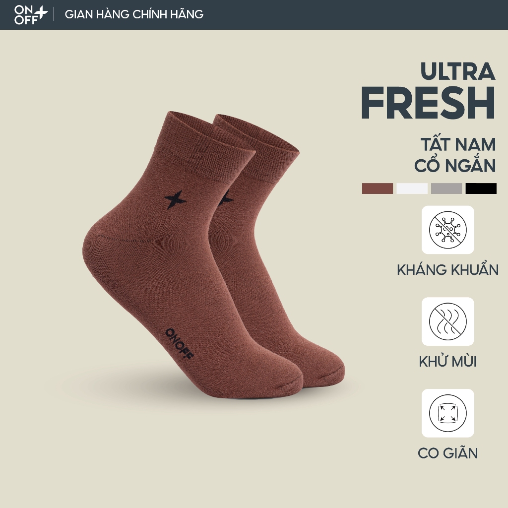 Tất vớ nam cổ ngắn Cotton công nghệ ULTRA FRESH kháng khuẩn khử mùi - ONOFF 18AE24A155