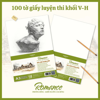 100 tờ giấy vẽ Romance 110gsm khổ A3 - Giấy vẽ luyện thi khối V - H