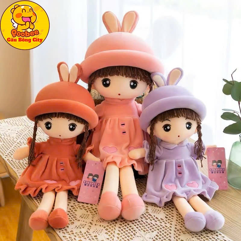  Gấu bông Búp Bê Váy Nhung Tim Đủ Size Cao Cấp Gấu Bông City - Quà tặng dễ thương cho bé 