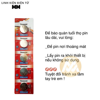 [1 vĩ 5 viên] Pin – Battery cmos CR2450 Panasonic 3V – Dùng cho các thiết bị điện tử