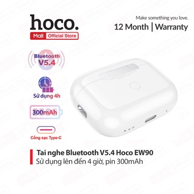 Tai nghe Bluetooth V5.4 Hoco EW90- pin 300mAh, nghe nhạc liên tục đến 4 giờ,âm thanh sống động tính năng thông minh