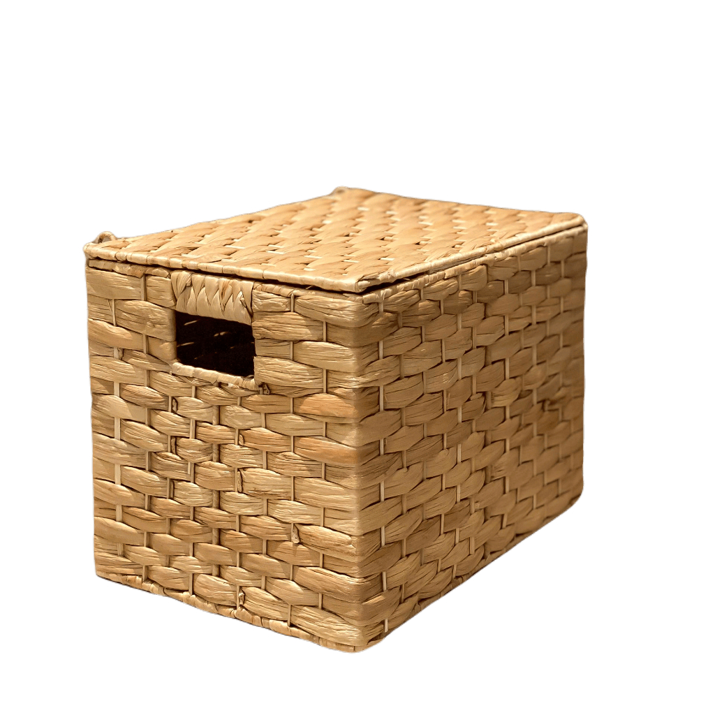 VIETBAS Giỏ lục bình đựng đồ có nắp LBK_014