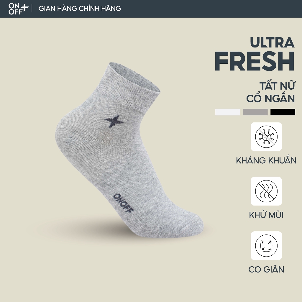 Tất vớ nữ cổ ngắn Cotton công nghệ ULTRA FRESH kháng khuẩn khử mùi - ONOFF 16AE24A030