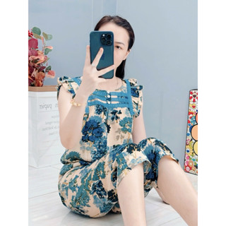  { Quần 9 Tấc } Đồ Bộ Sát Nách Tay Tiên Cổ Ren Vải Lụa Mango Size Từ 45-75 Kí 