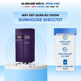 Tủ Sấy Khô Quần Áo Sunhouse SHD2707 Công Suất 1400W, Khử Khuẩn, Sấy Khô Nhanh, Không Làm Nhăn, Có Điều Khiển Từ Xa