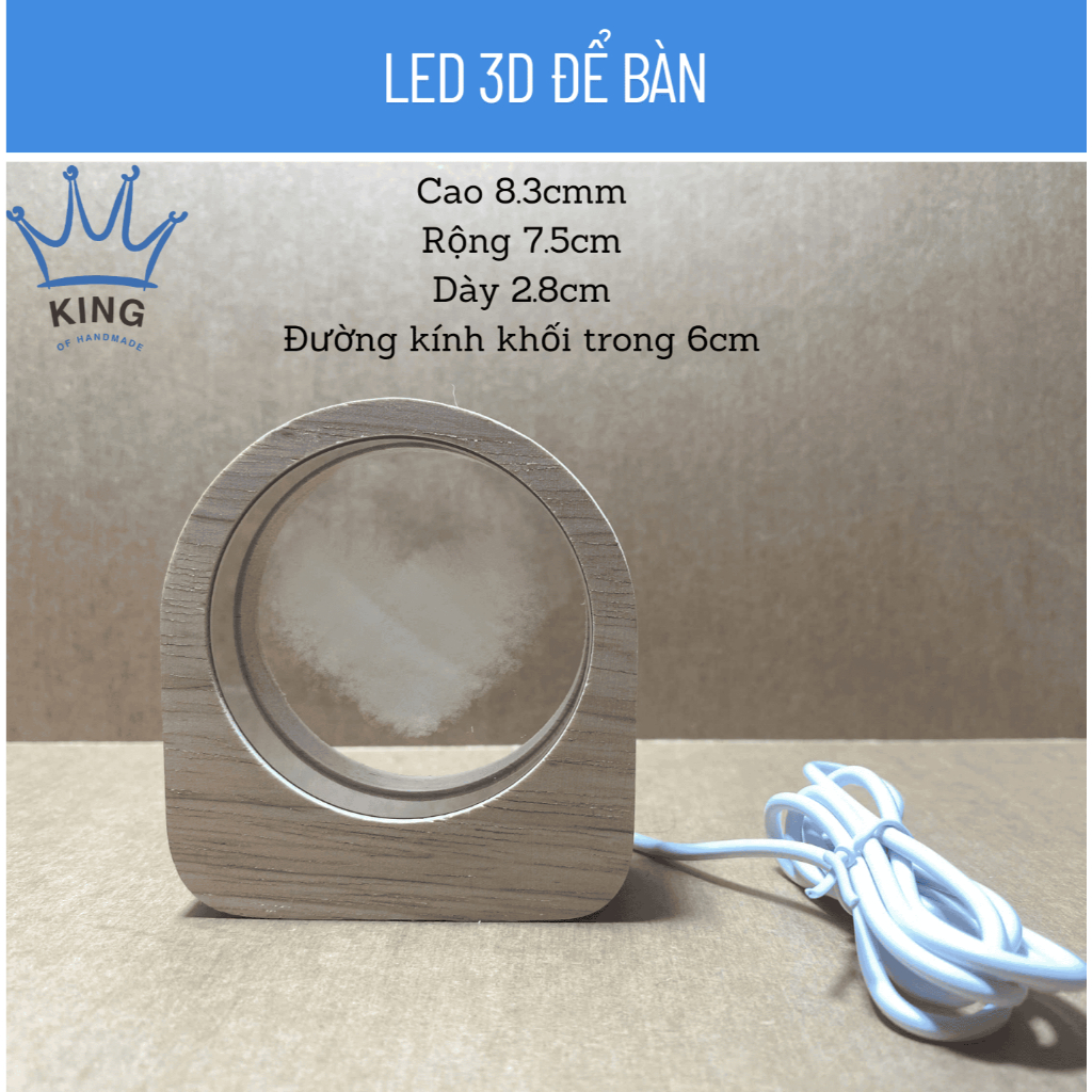 [LED 3D] LED 3D Hình mây trái tim để bàn - USB 5V