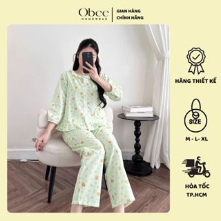 Đồ bộ nữ DAK005 Đồ bộ quần dài 9 tấc tay lỡ Obee Homewear chất vải kate Hàn mềm thoáng