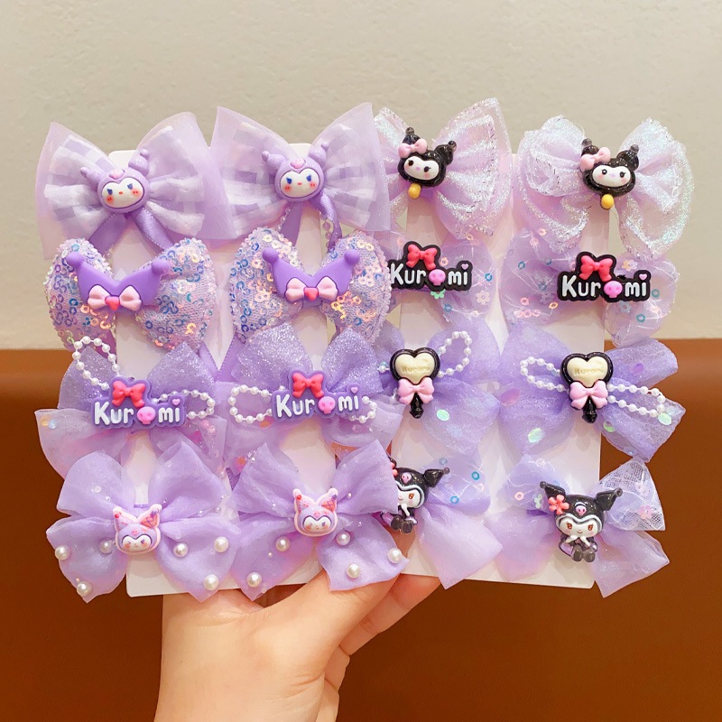 Sét 8 Kẹp Tóc Cho Bé Gái Kuromi, Melody Quảng Châu Đẹp, Phụ Kiện Tóc Cho Bé