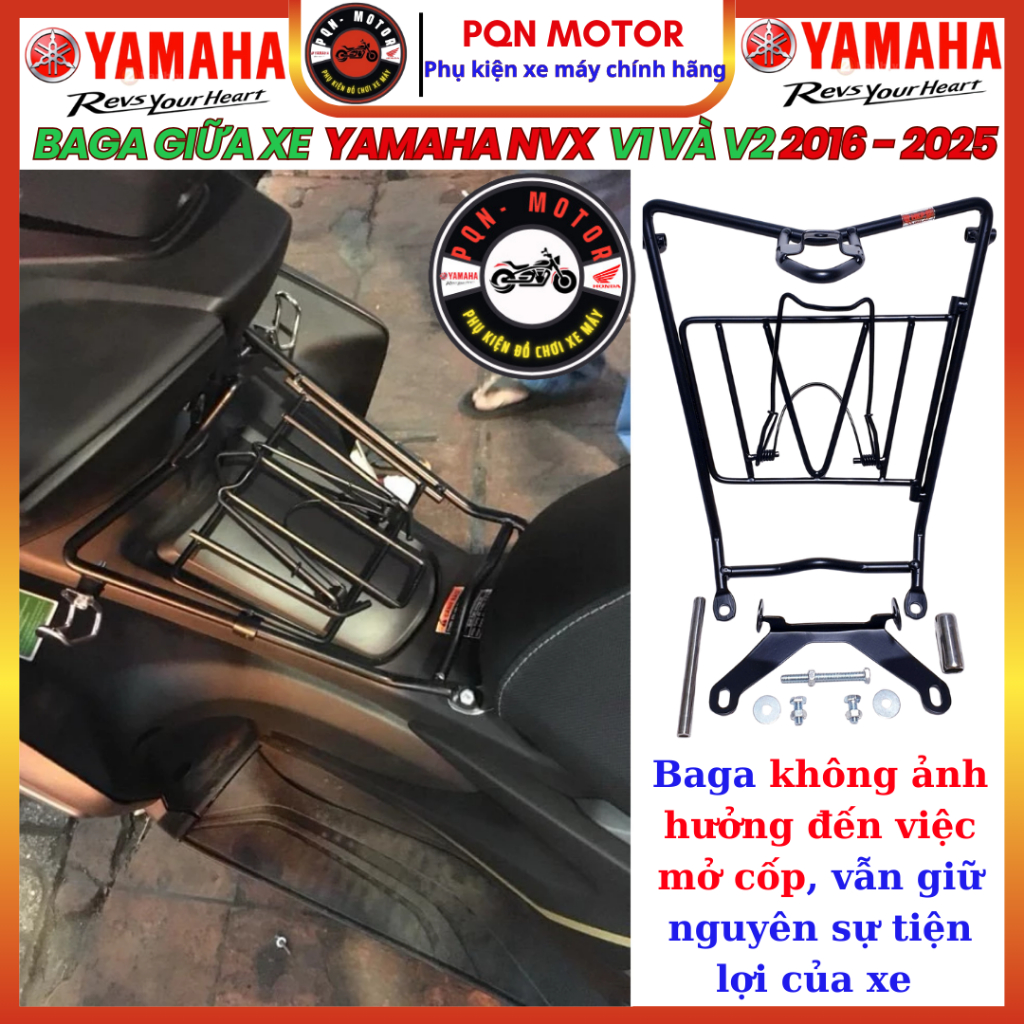 Baga Giữa Inox 10 Ly Dày Cực Bền Cho Yamaha NVX V1 2016-2020, NVX V2 2021-2025 – Chuẩn Zin