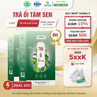 (3 hộp tặng 1 ) Trà ổi tâm sen TRATOSA 8 Vị thảo dược, Hộp 50 túi lọc ,dùng 1 tháng an toàn từ thiên nhiên