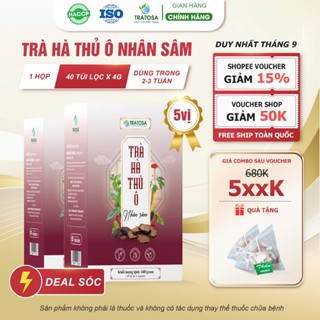Trà hà thủ ô nhân sâm Tratosa 5 Vị, 40 túi lọc, hỗ trợ mọc tóc, bổ huyết thảo dược hoàn toàn từ thiên nhiên