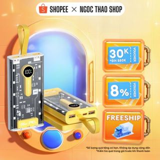 Sạc Dự Phòng Trong Suốt TZ07 Dung Lượng 10000mAh Với 2 Cổng Sạc Nhanh 22.5w và PD 20W Tích Hợp 4 Dây Sạc - Màn Hình LED