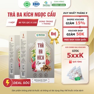 Trà ba kích ngọc cẩu TRATOSA 6 vị thảo dược, Hộp 60 túi lọc, hoàn toàn từ thiên nhiên