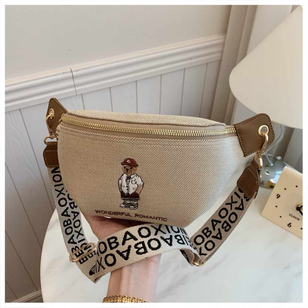 [Chuẩn Hãng] Túi Bao Tử BeiBaoBao Logo Thêu Gấu Cao Cấp 8390