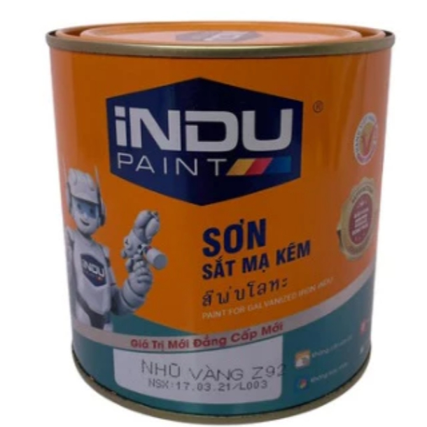 sơn inox sơn sắt mạ kẽm chất lượng cao, sơn trên thép mạ kẽm Indu hộp 800ml chính hãng