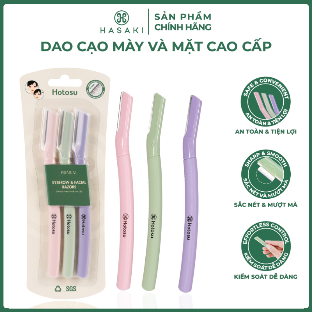 [DAILY] Dao Cạo Mày Và Mặt Hotosu Cao Cấp (3 Cây Nhiều Màu) Premium Eyebrow & Facial Razors Hasaki