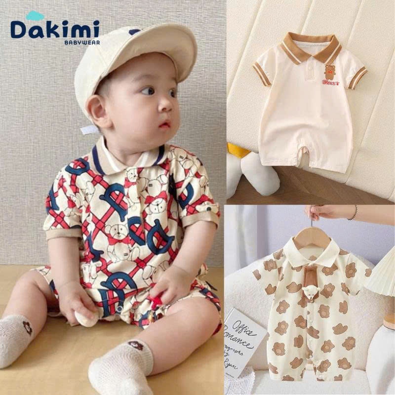 Bodysuit Dakimi chất Cotton mềm mát, Bộ áo liền quần thời trang mùa hè cho trẻ sơ sinh 0-12M
