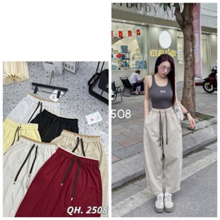 Quần Baggy Nữ Phối Cạp Có Dây Rút Vải Kaki Gió Lụa Loại Đẹp Mềm Mát Không Nhăn Lưng Cao Form Xinh MA109