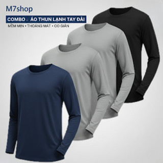 Áo thun nam tay dài (40-108KG) thể thao cổ tròn vải thun lạnh Áo giữ nhiệt nam chống nắng ôm body co giãn