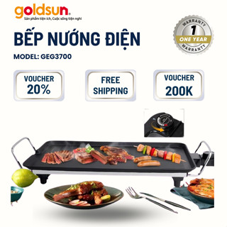 Bếp Nướng Điện Goldsun Công Suất Lớn Nhôm Đúc Đày, Bếp Nướng Phủ Chống Dính Có Rãnh Thoát Dầu Mỡ
