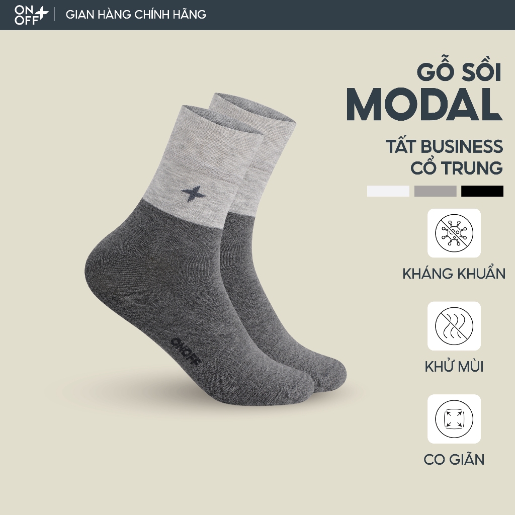 Tất vớ nam Cổ trung Business Modal từ gỗ sồi kháng khuẩn làm mát nhanh - ONOFF 18AQ24A067