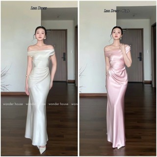 Lua Dress Wonderhouse Đầm thiết kế xéo vai chất vải lụa sang trong , phù hợp cho các buổi tiệc