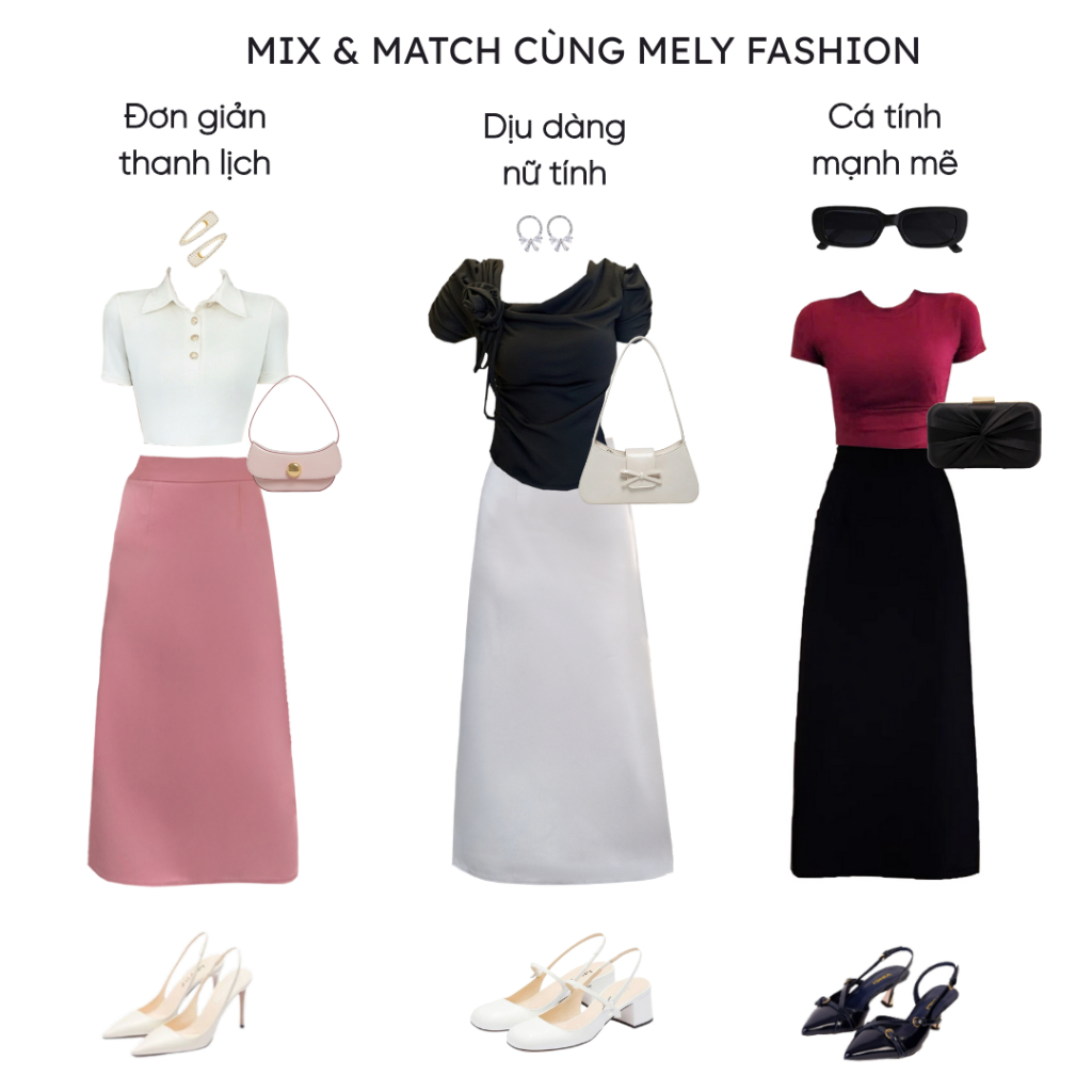 Chân váy nữ midi dáng dài chữ A Mely Fashion trẻ trung công sở cạp cao che bụng tôn dáng có xẻ sau có bigsize CV59-01 | BigBuy360 - bigbuy360.vn