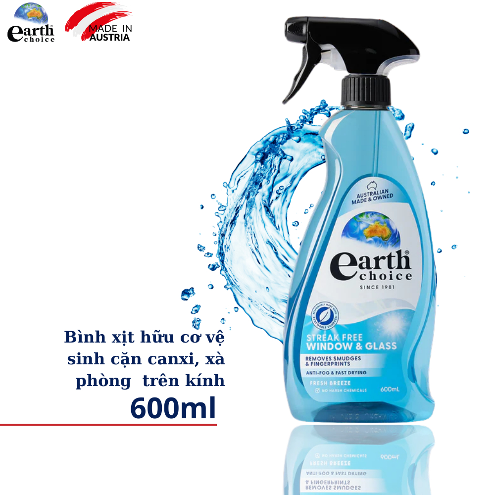 Bình xịt hữu cơ vệ sinh kính Earth Choice 600ml - NK Úc