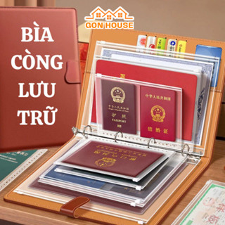  Bìa Còng Kẹp Hồ Sơ Đựng Tài Liệu A4 A5 A6 Có Túi Zip Đựng Giấy Tờ Quan Trọng Chống Thấm Nước 