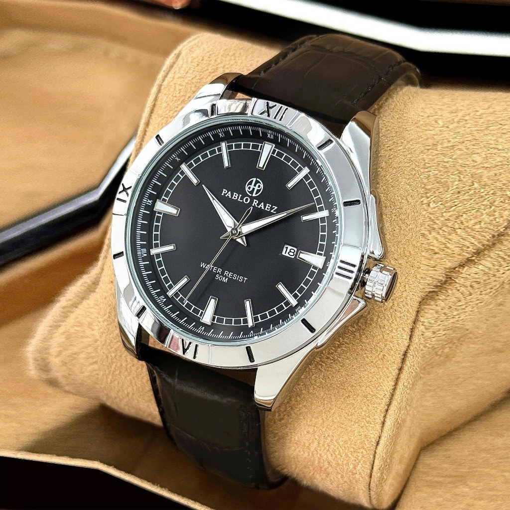 Đồng hồ nam dây da chính hãng PABLO RAEZ K625 sang trọng đơn giản có lịch ngày 40mm CARIENT
