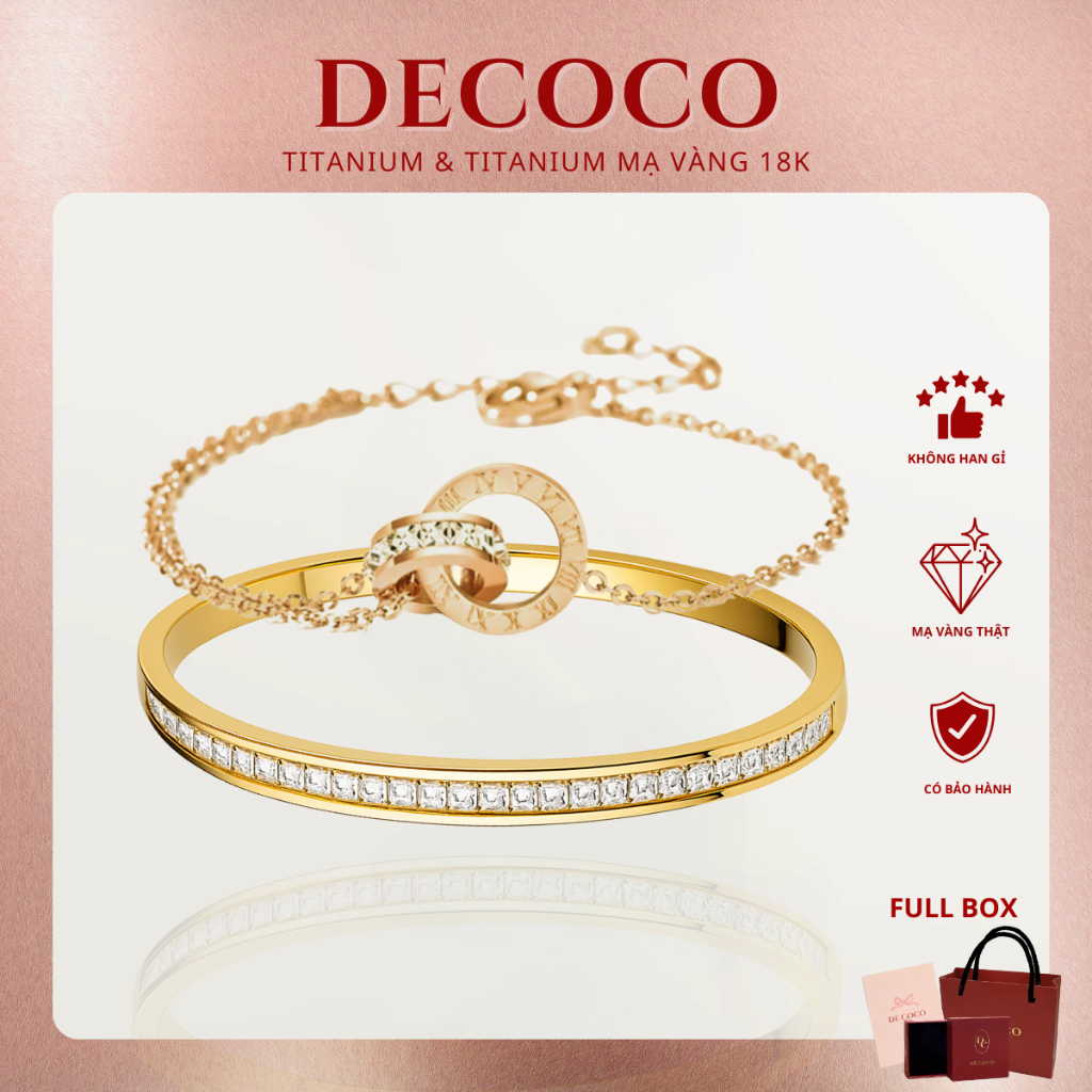 Bộ trang sức vòng tay nữ DECOCO ACC Lamina titan không đen gỉ ( kèm Túi giấy + Hộp + Thiệp )