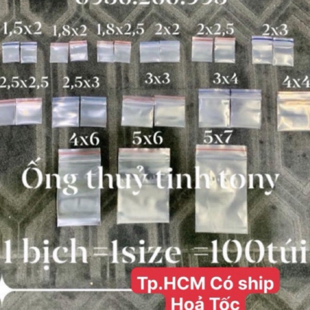 Túi zip nhỏ,miết mép mini 100 túi/gói