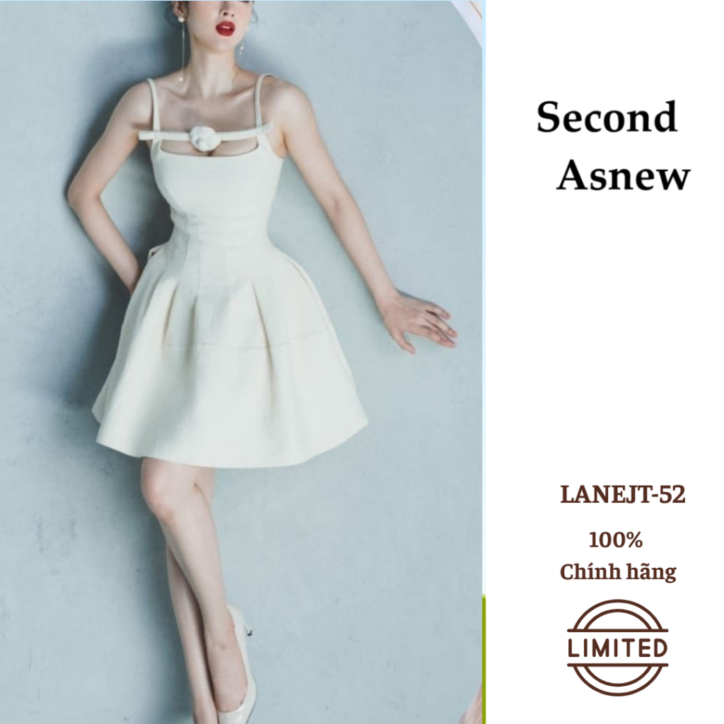 [Thanh Lý] LANEJT-52 Đầm Ngắn Hai Dây Kiểu Dáng Xòe Màu Trắng LANE JT – Duyên Dáng, Nổi Bật Dự Tiệc
