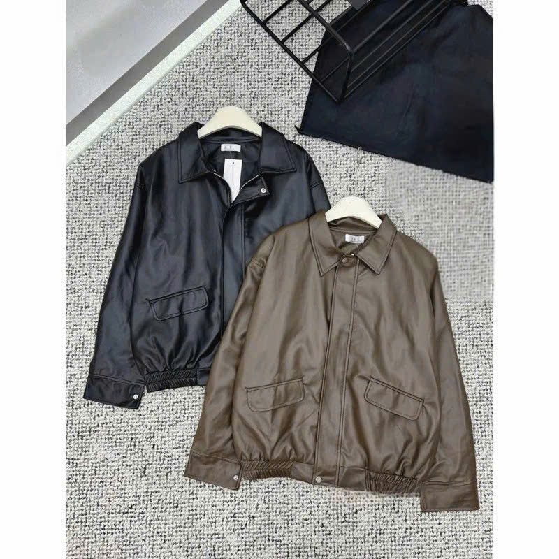 ( HÀNG ĐẸP CÓ SẴN ) Áo da biker FORM TO QC túi hộp 2 lớp , Áo bomber da bo gấu phong cách Retro - BUN222 | BigBuy360 - bigbuy360.vn