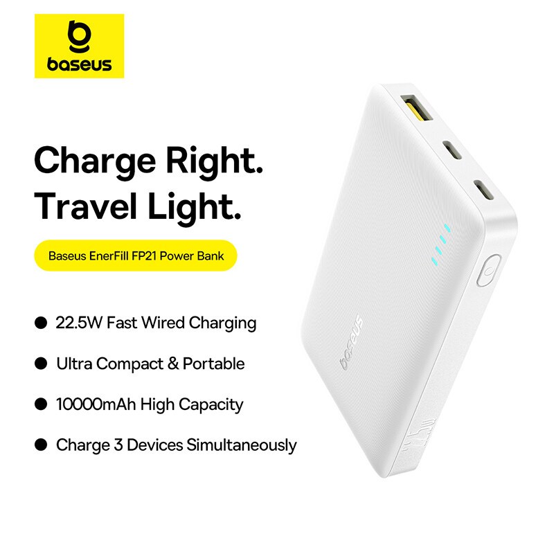 Pin dự phòng Baseus EnerFill FP21 10000mAh 22.5W Bao gồm cáp TypeC sang C sạc nhanh | BigBuy360 - bigbuy360.vn